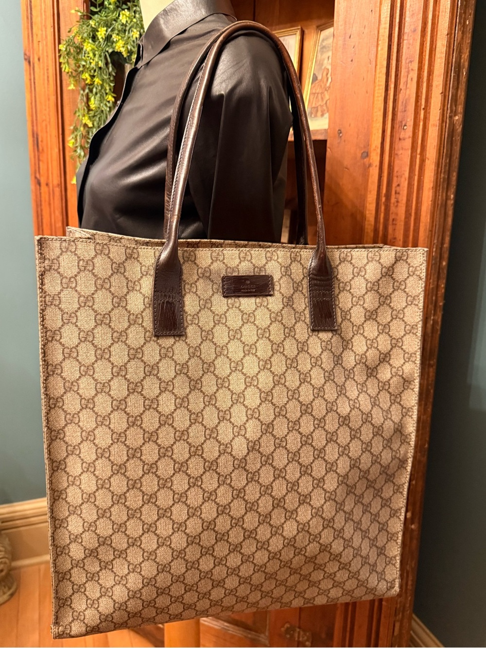 Gucci Beige and Brown Monogram Canvas Tote
